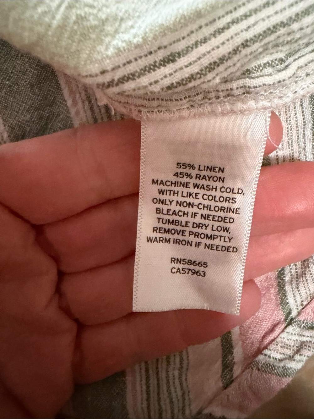 Nordstrom Calson Linen Striped Pastel Button-Up Shirt with Olive Linen Pants 1X - Picture 4 of 9
